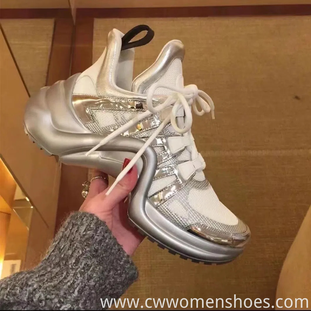 Designer Sports Shoes Thick Soled Height Increasing Shoes Genuine Leather Casual Luxury Shoes Women